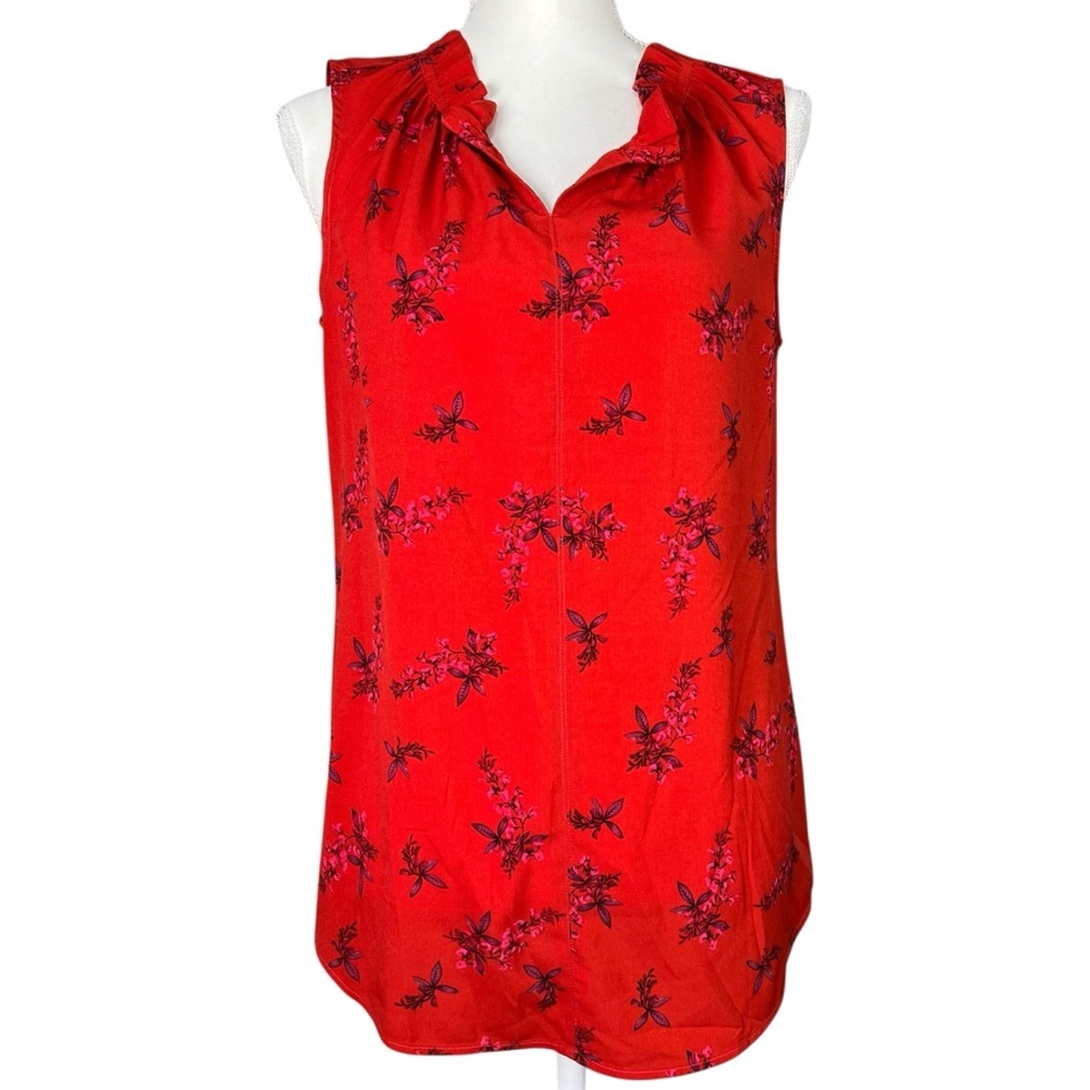 Cabi Tank Blouse Red Floral Women’s Size small